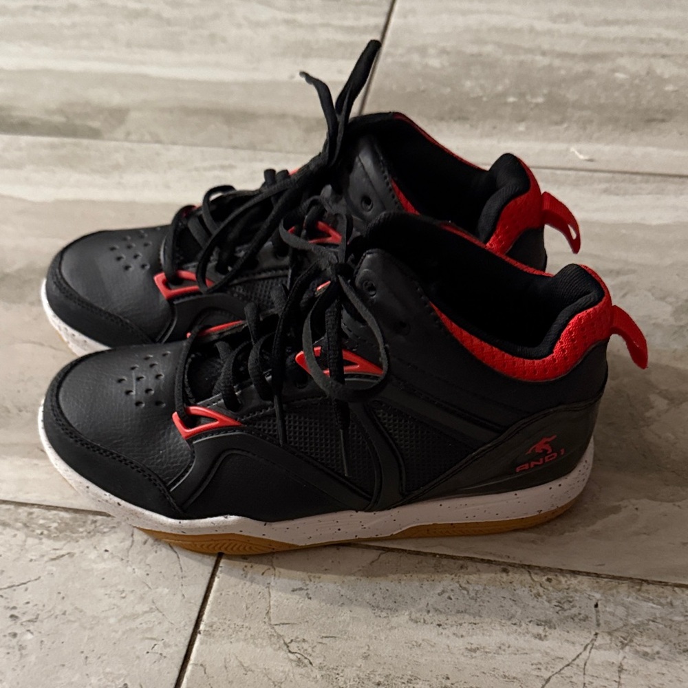 Black and Red Kids High-Top Sneakers